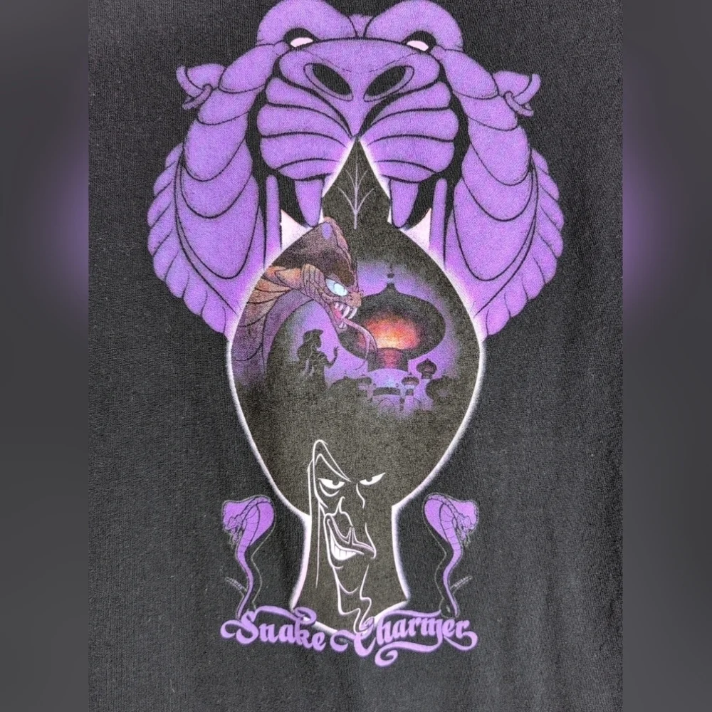 Disney Shirt Adult large Black Purple Aladdin Jafar Snake Charmer Jasmine